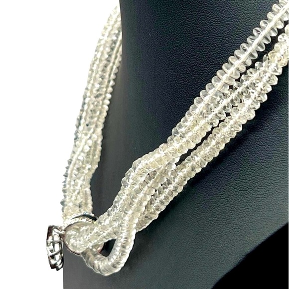 Vintage Multi-Strand Crystal Beaded Necklace With Rhinestone Starburst Pendant. - Picture 4 of 8